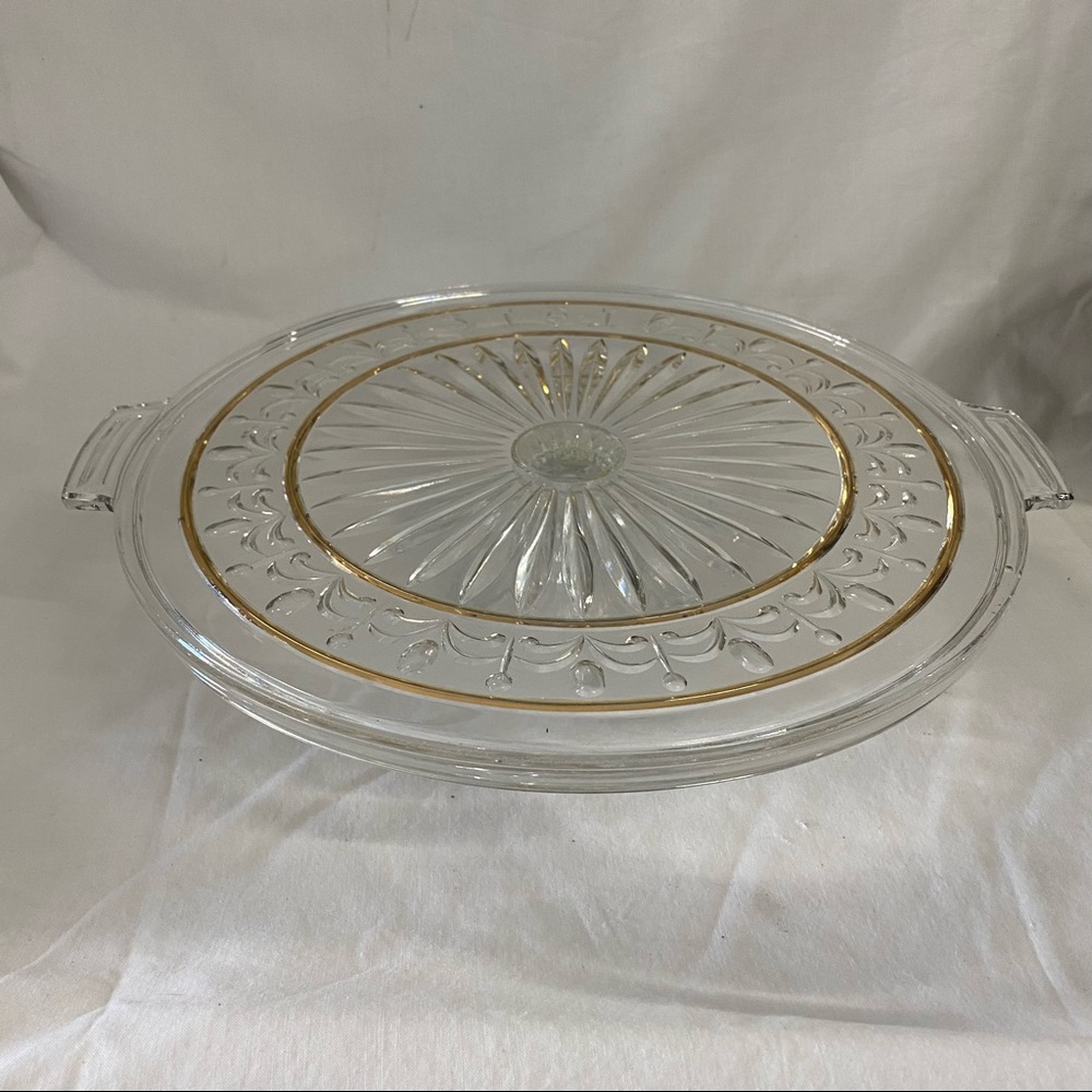 Vintage Clear Depression Glass Footed Cake Plate 12"